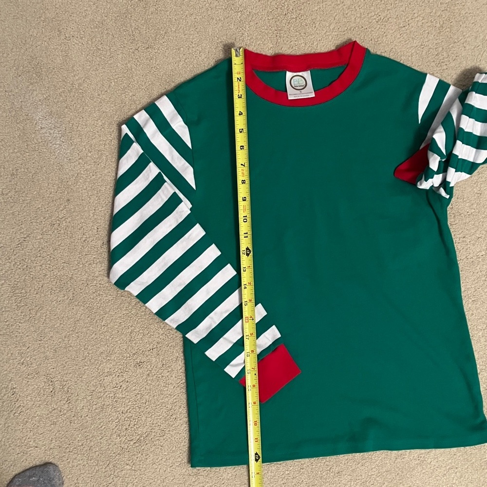 Green and White Striped Pajama Set small holiday Christmas - Picture 10 of 14